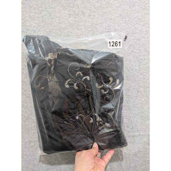 Life Style Vest Women's Small Black Embroidered Mock Neck Pocket Puffed Full Zip - Picture 7 of 7